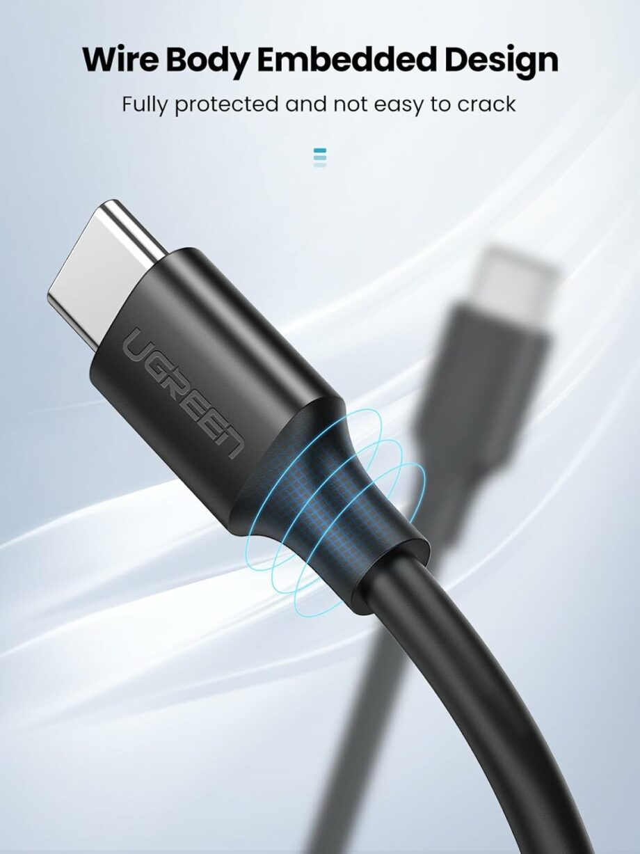 UGREEN 60W Nylon USB C to USB C Cable 1.5M - Black