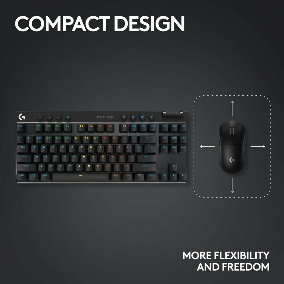 Logitech G PRO X TKL LIGHTSPEED Wireless Gaming Keyboard Linear Switches (GX Red) - Black