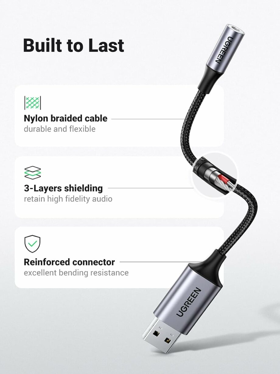UGREEN USB to 3.5mm Jack Audio Adapter USB Sound Card