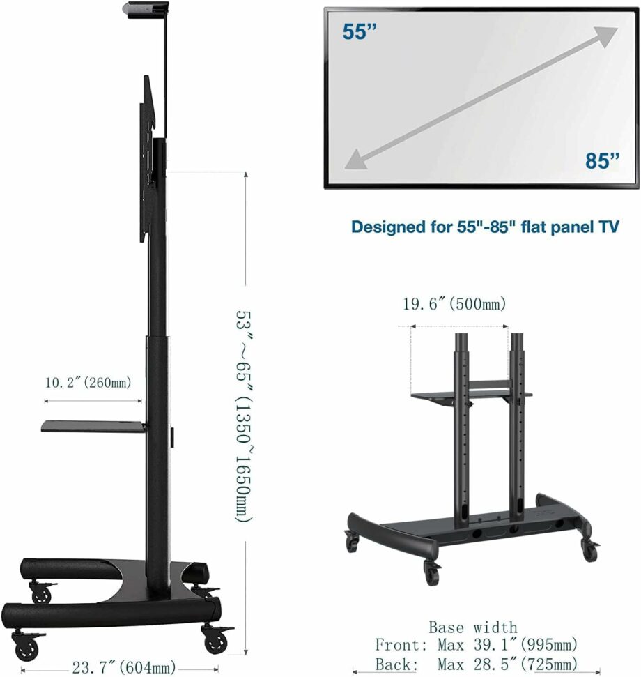 North Bayou AVA1800-70-1P  55" to 90" Heavy Duty TV Meeting Mobile Bracket Trolley