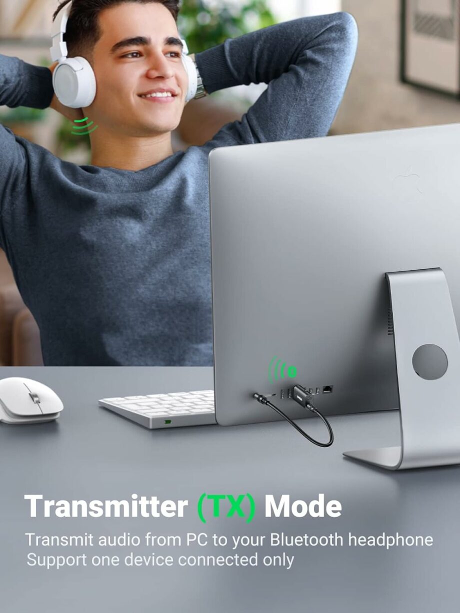 UGREEN 2 in 1 Transmitter/Receiver Bluetooth 5.1 USB Adapter with Built-in Microphone