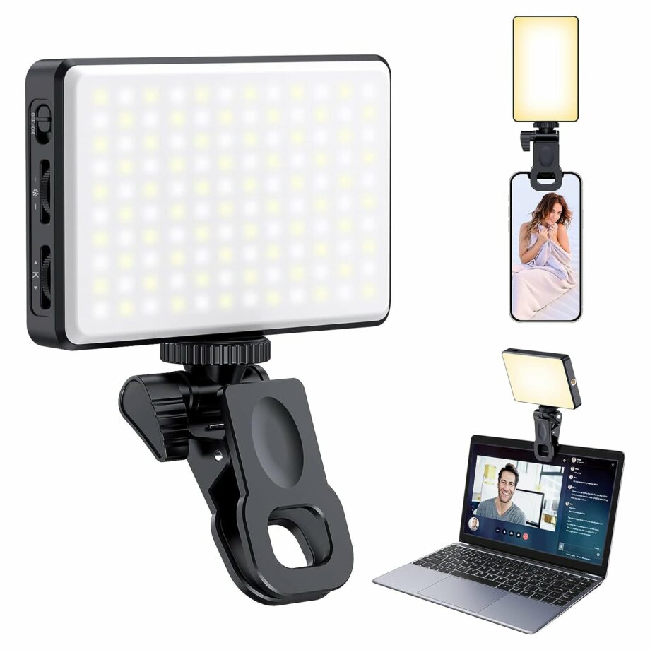 Meixitoy 120 LED Selfie Phone Light with 5000Mah Rechargeable Clip Video Light & Adjusted 3 Light Modes
