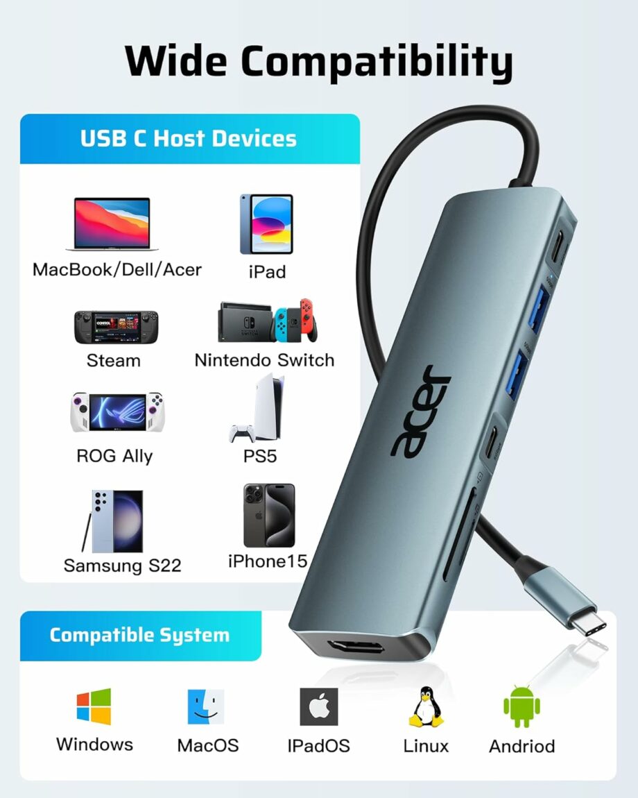 Acer 7-in-1 USB C Multiport Adapter Hub