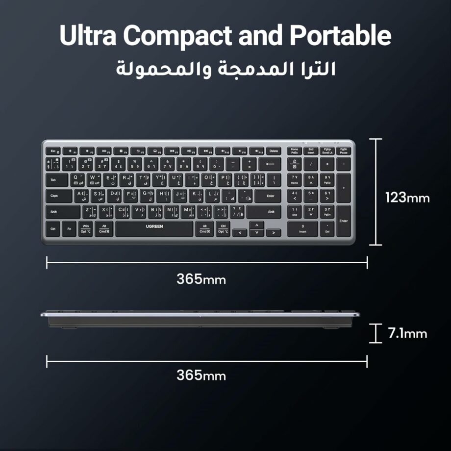 UGREEN Ultra-Slim Multi-Device USB or Bluetooth Wireless Keyboard