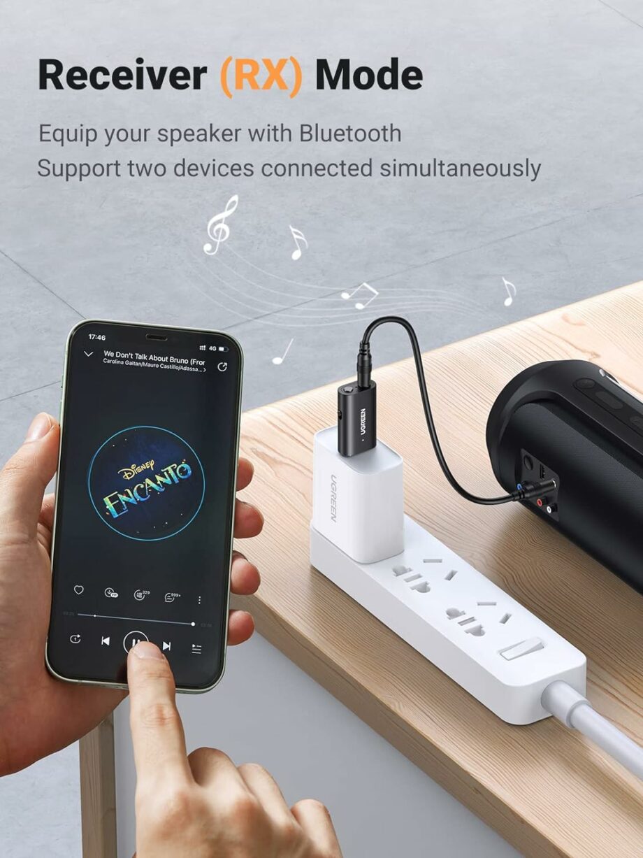 UGREEN 2 in 1 Transmitter/Receiver Bluetooth 5.1 USB Adapter with Built-in Microphone