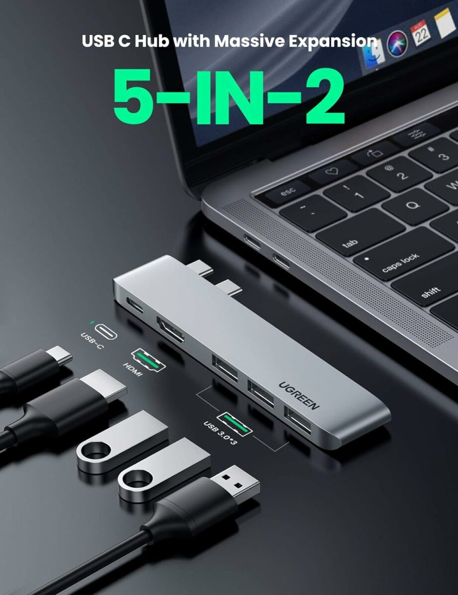 UGREEN 5-in-2 USB C Hub for MacBook Air / Pro