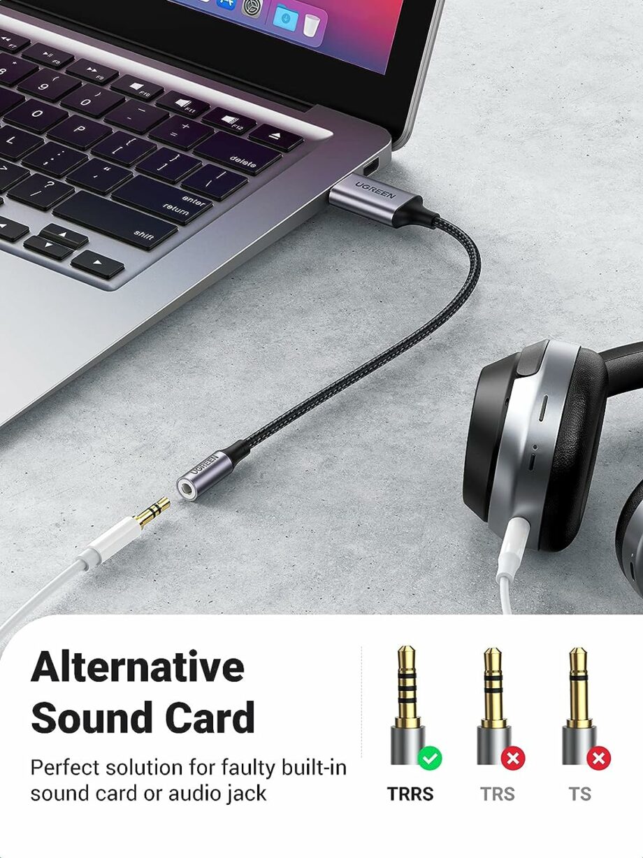 UGREEN USB to 3.5mm Jack Audio Adapter USB Sound Card