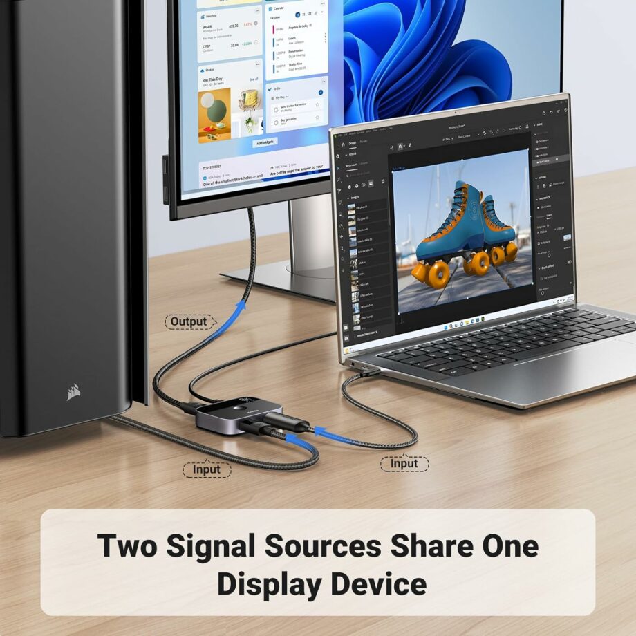 UGREEN 2 in 1 Out DisplayPort 1.4 Bi-Directional DisplayPort Switcher