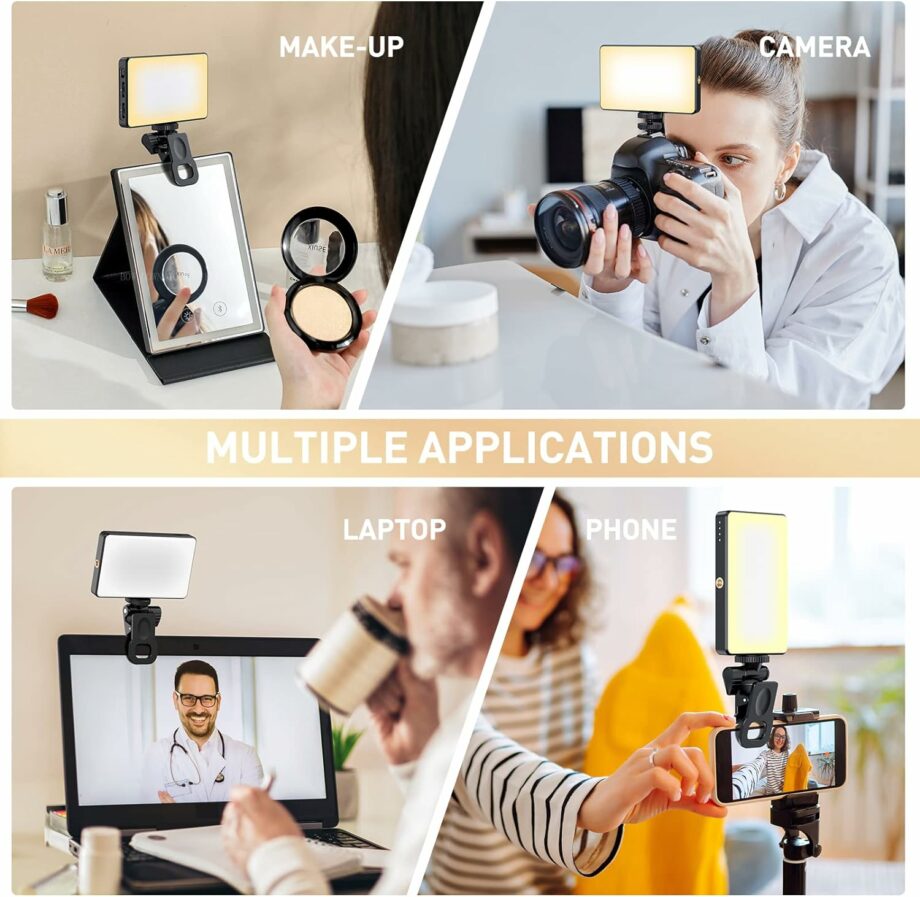 Meixitoy 120 LED Selfie Phone Light with 5000Mah Rechargeable Clip Video Light & Adjusted 3 Light Modes