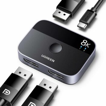 UGREEN 2 in 1 Out DisplayPort 1.4 Bi-Directional DisplayPort Switcher