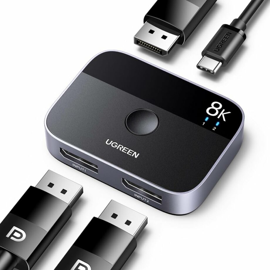 UGREEN 2 in 1 Out DisplayPort 1.4 Bi-Directional DisplayPort Switcher