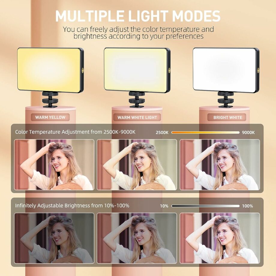 Meixitoy 120 LED Selfie Phone Light with 5000Mah Rechargeable Clip Video Light & Adjusted 3 Light Modes