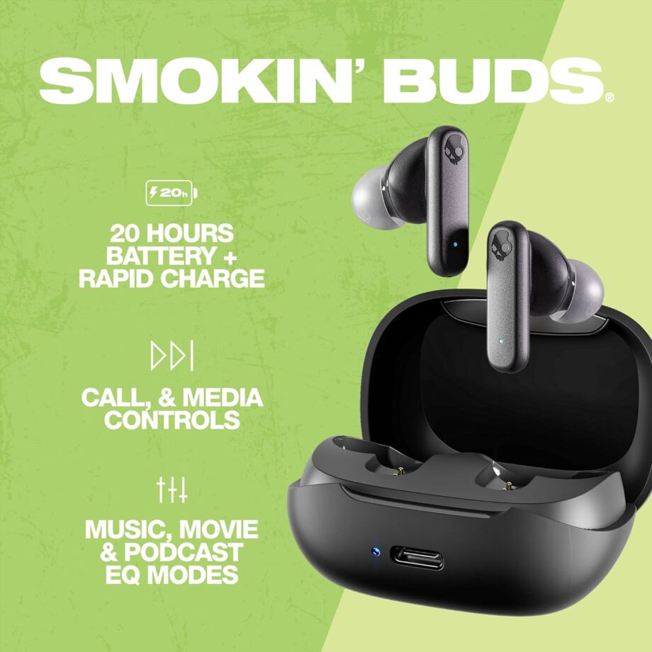 Skullcandy Smokin' Buds In-Ear True Wireless Earbuds - True Black