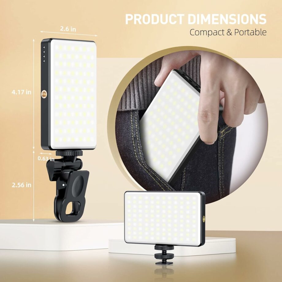 Meixitoy 120 LED Selfie Phone Light with 5000Mah Rechargeable Clip Video Light & Adjusted 3 Light Modes