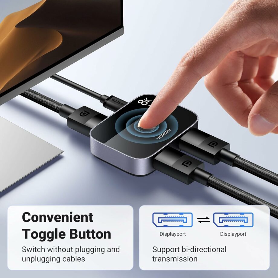 UGREEN 2 in 1 Out DisplayPort 1.4 Bi-Directional DisplayPort Switcher