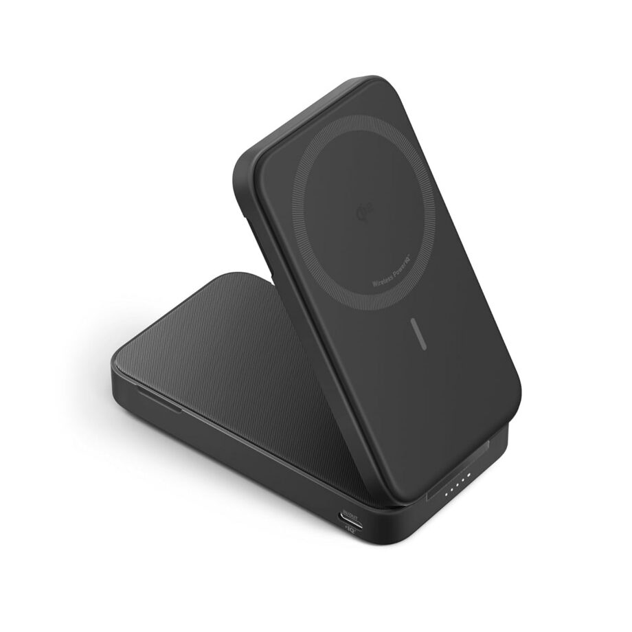 Anker MagGo 6,600mAh 15W Ultra-Fast MagSafe Qi2 Certified Power Bank with Adjustable and Foldable Stand - Black