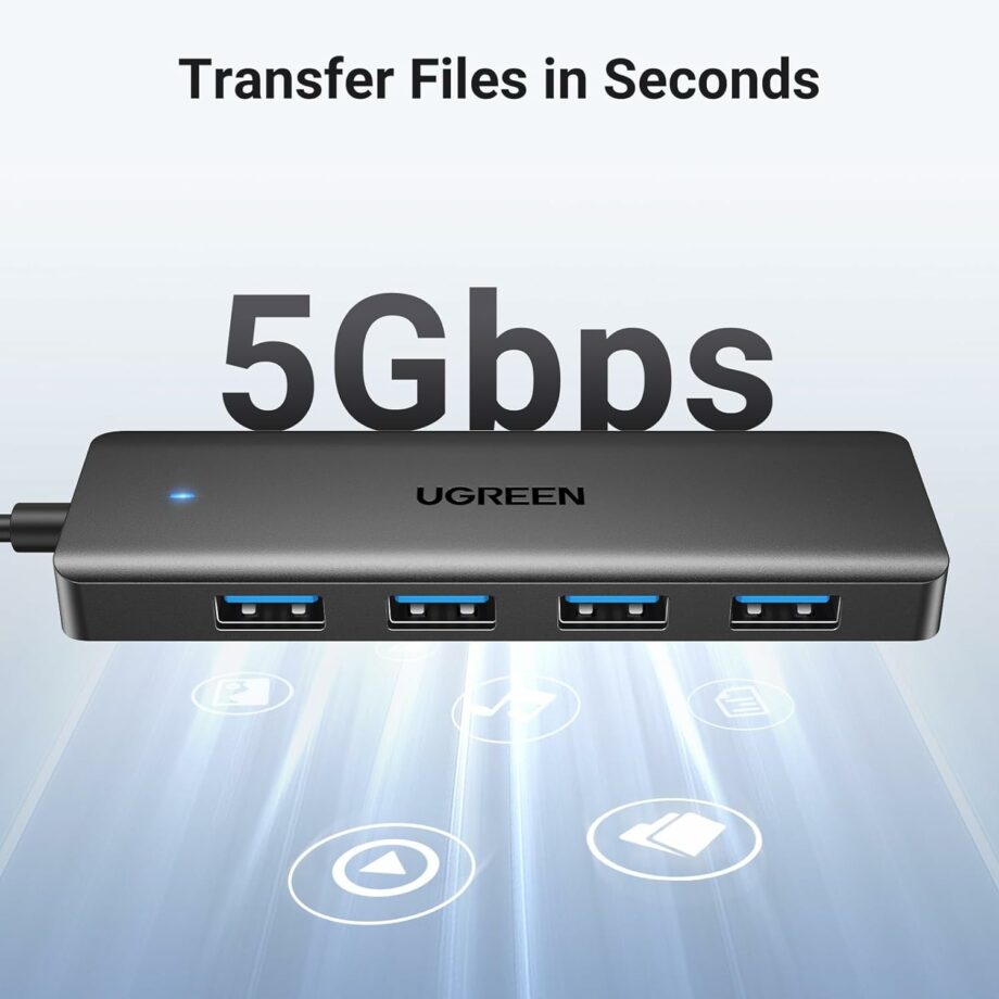 UGREEN USB 3.0 4 Ports Ultra-Slim Hub - Black