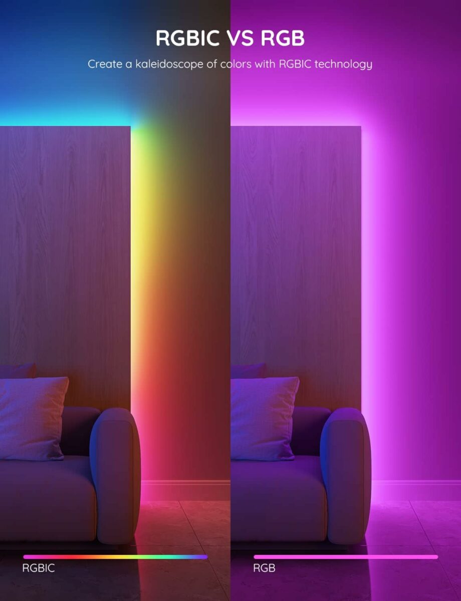 Govee RGBIC H617 Multiple Colors on One Line Smart LED Strip with APP Control and Music Sync - 10M