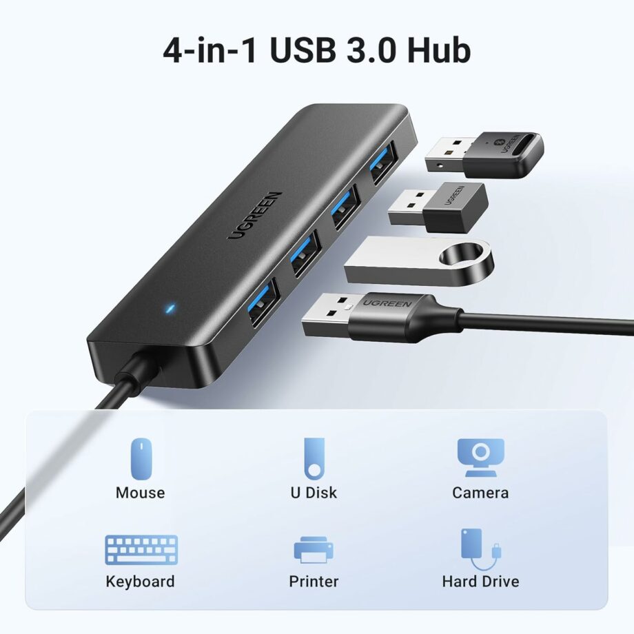 UGREEN USB 3.0 4 Ports Ultra-Slim Hub - Black