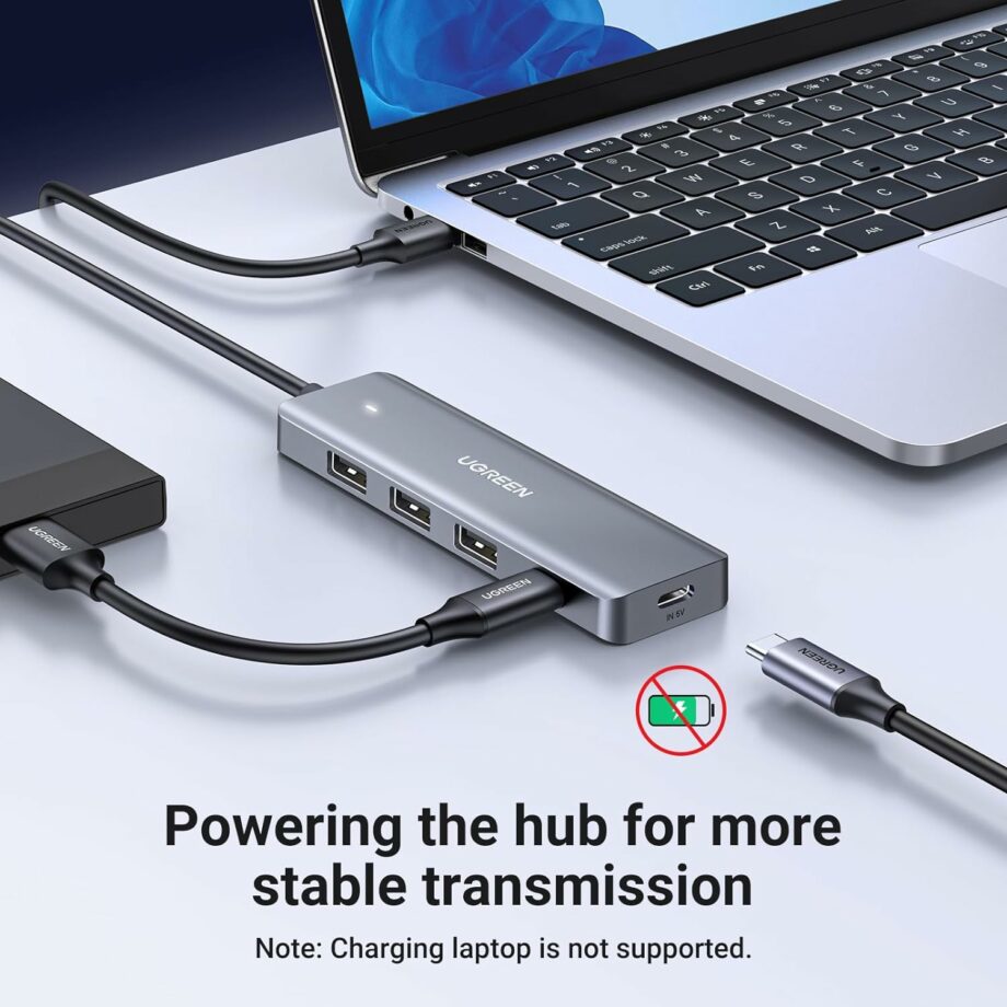 UGREEN USB 3.0 3* USB A and 1* USB C Ports Hub with USB C Power Supply