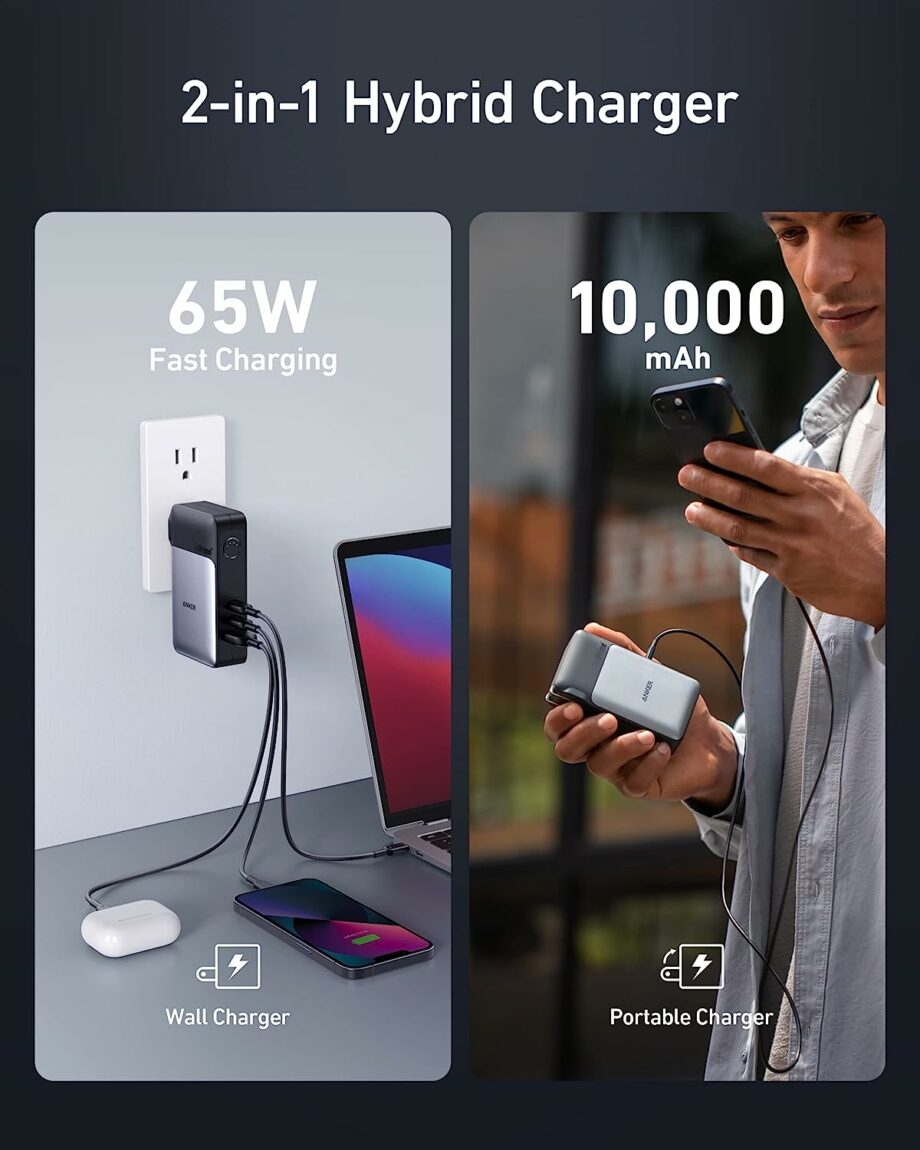 Anker 733 GaNPrime 2-in-1 65W Hybrid Charger and 10,000mAh 30W Power Bank