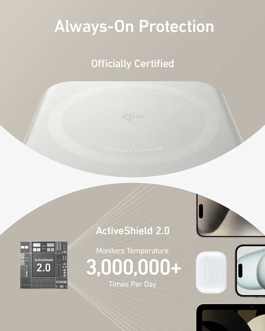 Anker MagGo 10,000mAh 15W Ultra-Fast MagSafe Qi2 Certified Power Bank with Smart Display and Foldable Stand - White