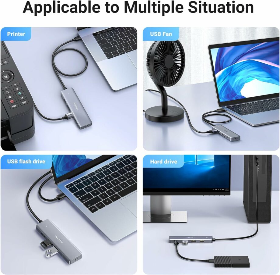 UGREEN USB 3.0 3* USB A and 1* USB C Ports Hub with USB C Power Supply
