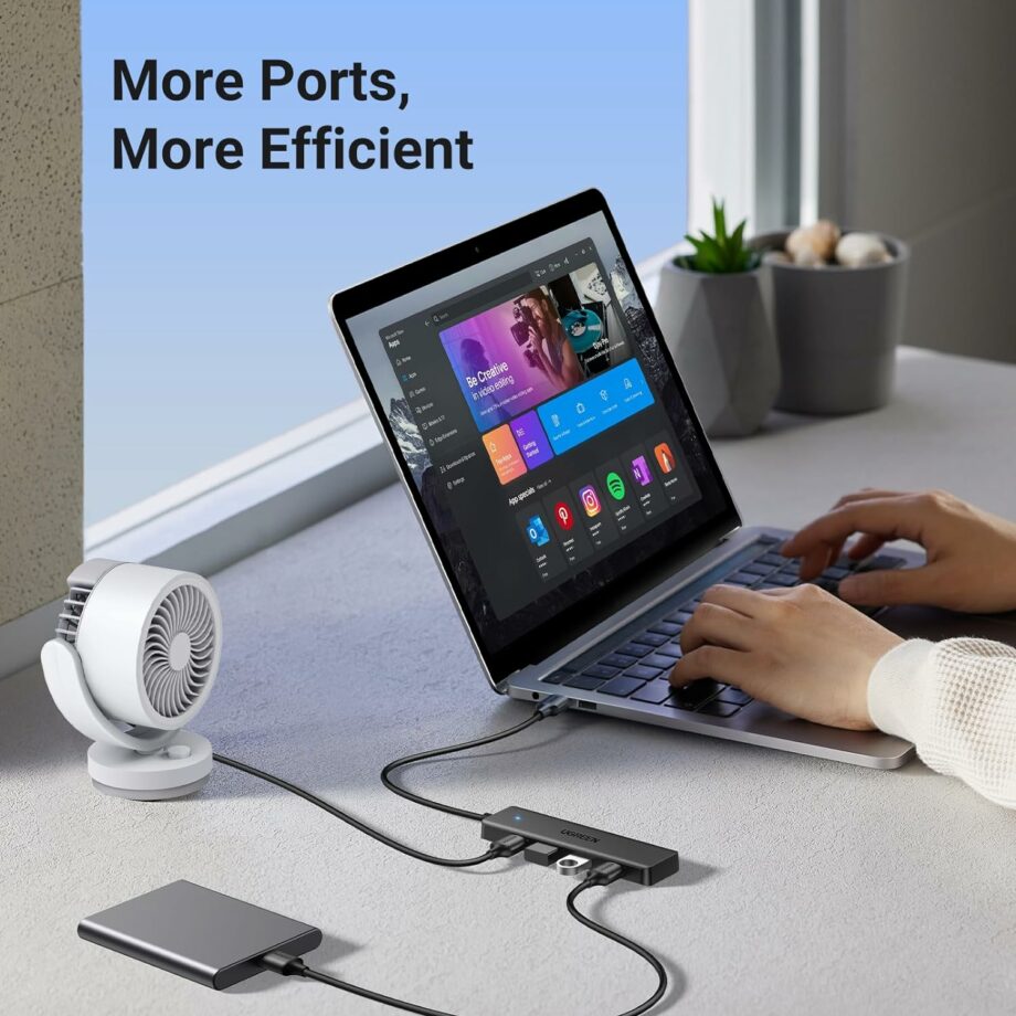 UGREEN USB 3.0 4 Ports Ultra-Slim Hub - Black