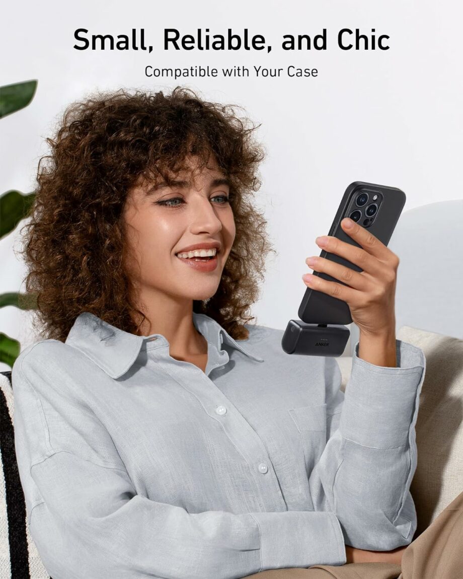 Anker Nano 5,000mAh 22.5W Power Bank with Built-in Foldable USB-C Connector - White