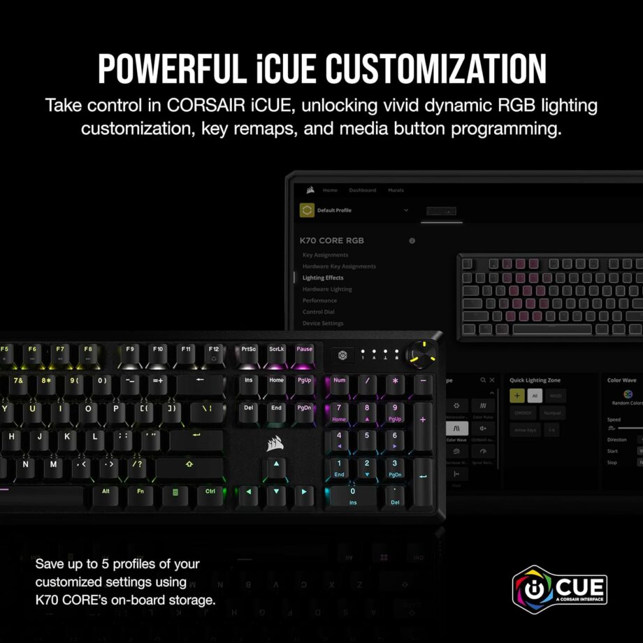 Corsair K70 CORE RGB Mechanical Gaming Keyboard - MLX Red Linear Switches