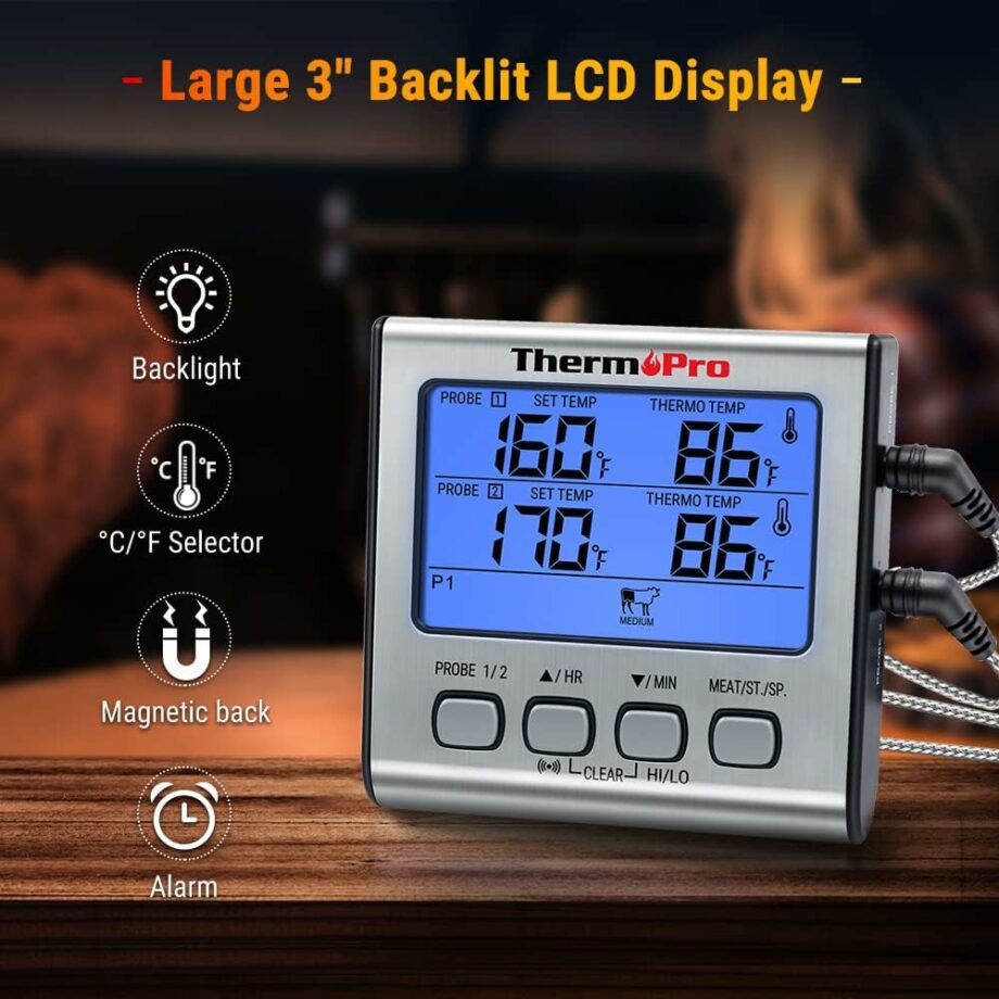 ThermoPro TP-17 Dual Probe Large LCD Digital Cooking Meat Thermometer
