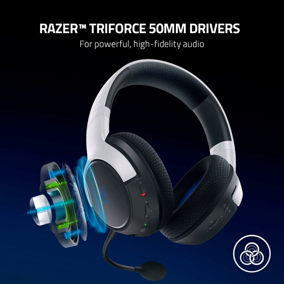 Razer Kaira 2.4GHz and Bluetooth Multi-Platform Wireless Gaming Headset - White/Black