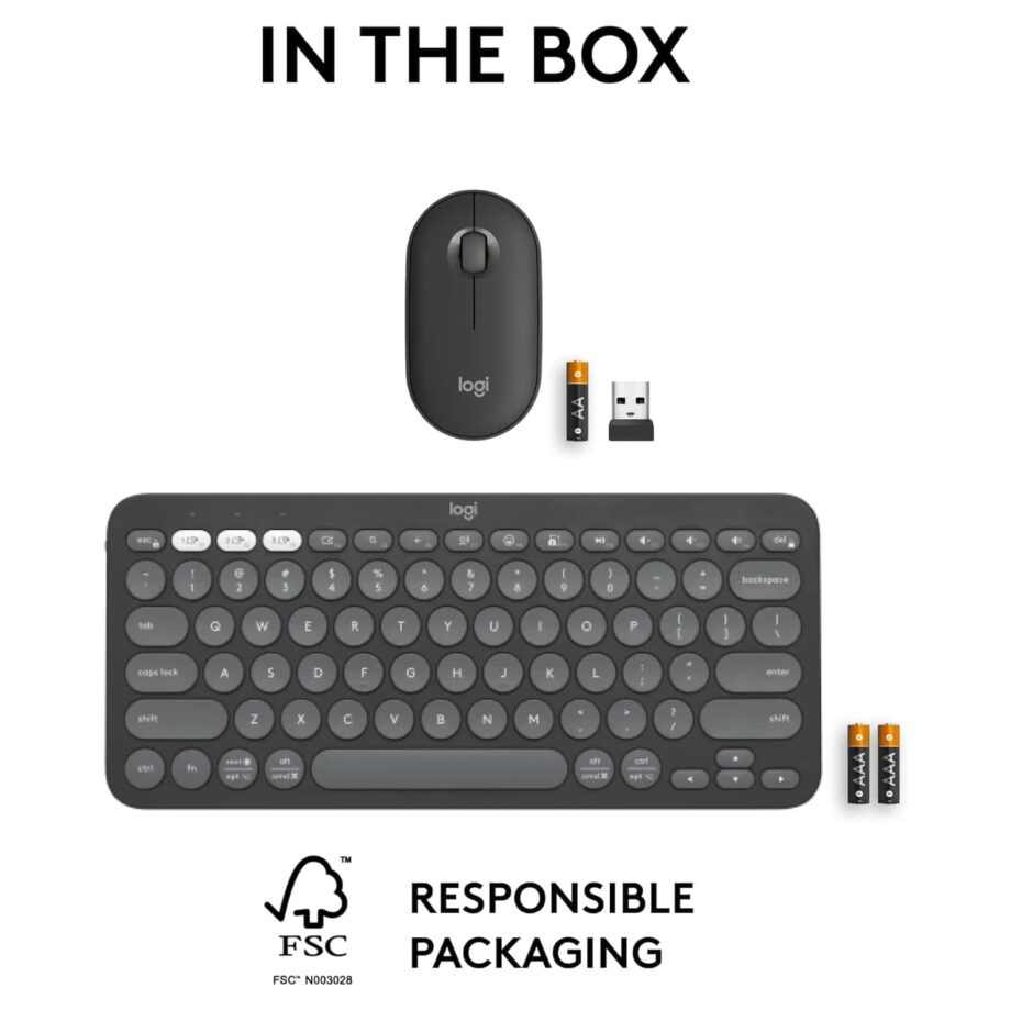 Logitech Pebble 2 MK380s Combo Multi-Device Bluetooth Wireless Keyboard and Mouse