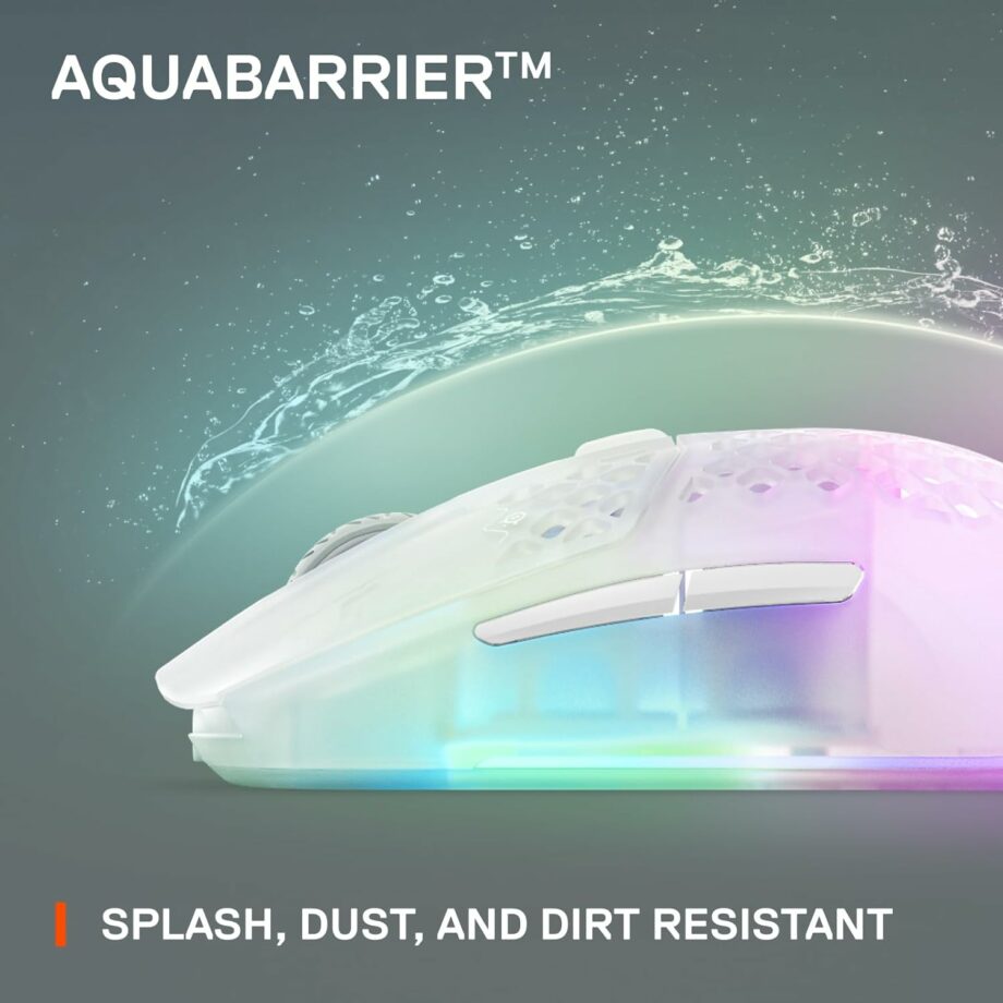 SteelSeries Aerox 3 Wireless Ultra-lightweight Holey RGB Gaming Mouse - Ghost