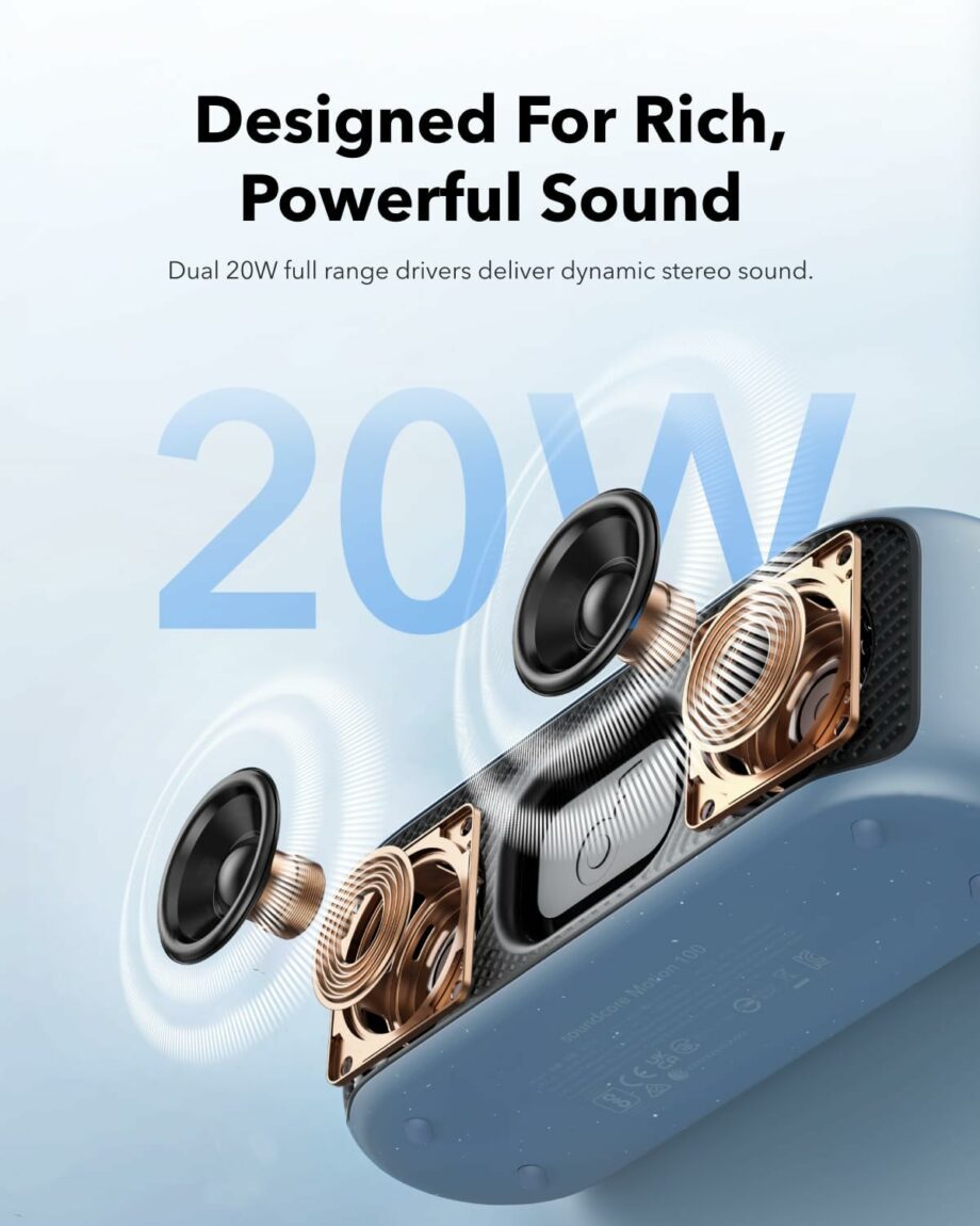 Anker Soundcore Motion 100 Waterproof Portable Bluetooth Speaker - Blue