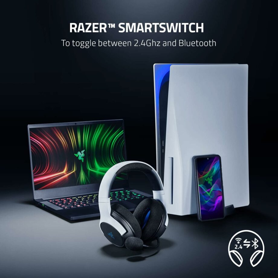Razer Kaira 2.4GHz and Bluetooth Multi-Platform Wireless Gaming Headset - White/Black