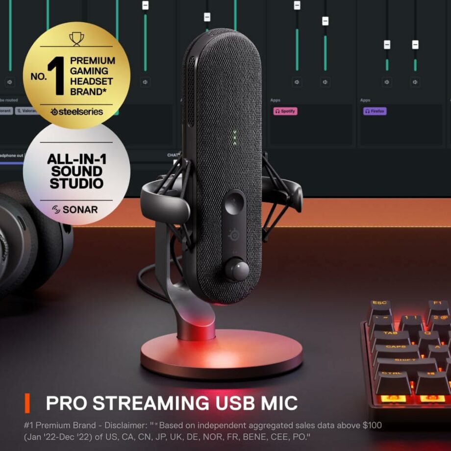 SteelSeries Alias USB Mic for PC 3x Bigger Capsule with Shock Mount