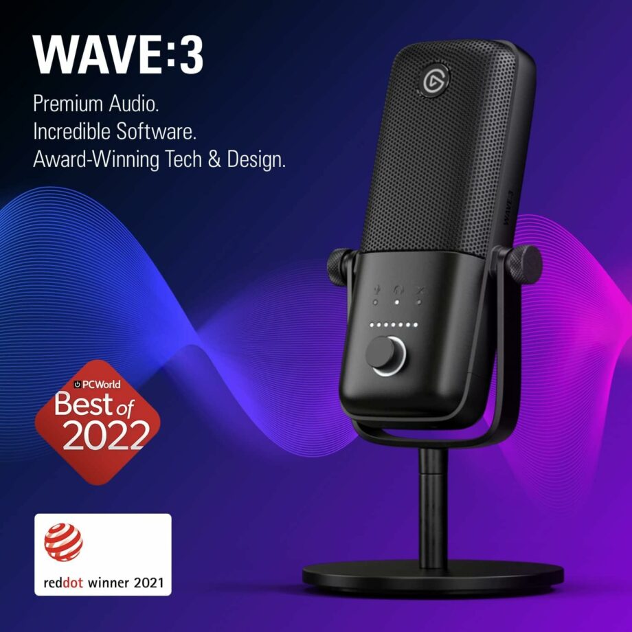 Elgato Wave 3 Premium Studio Quality USB Condenser Microphone - Black