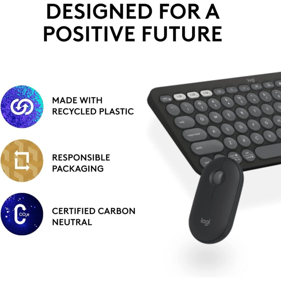 Logitech Pebble 2 MK380s Combo Multi-Device Bluetooth Wireless Keyboard and Mouse