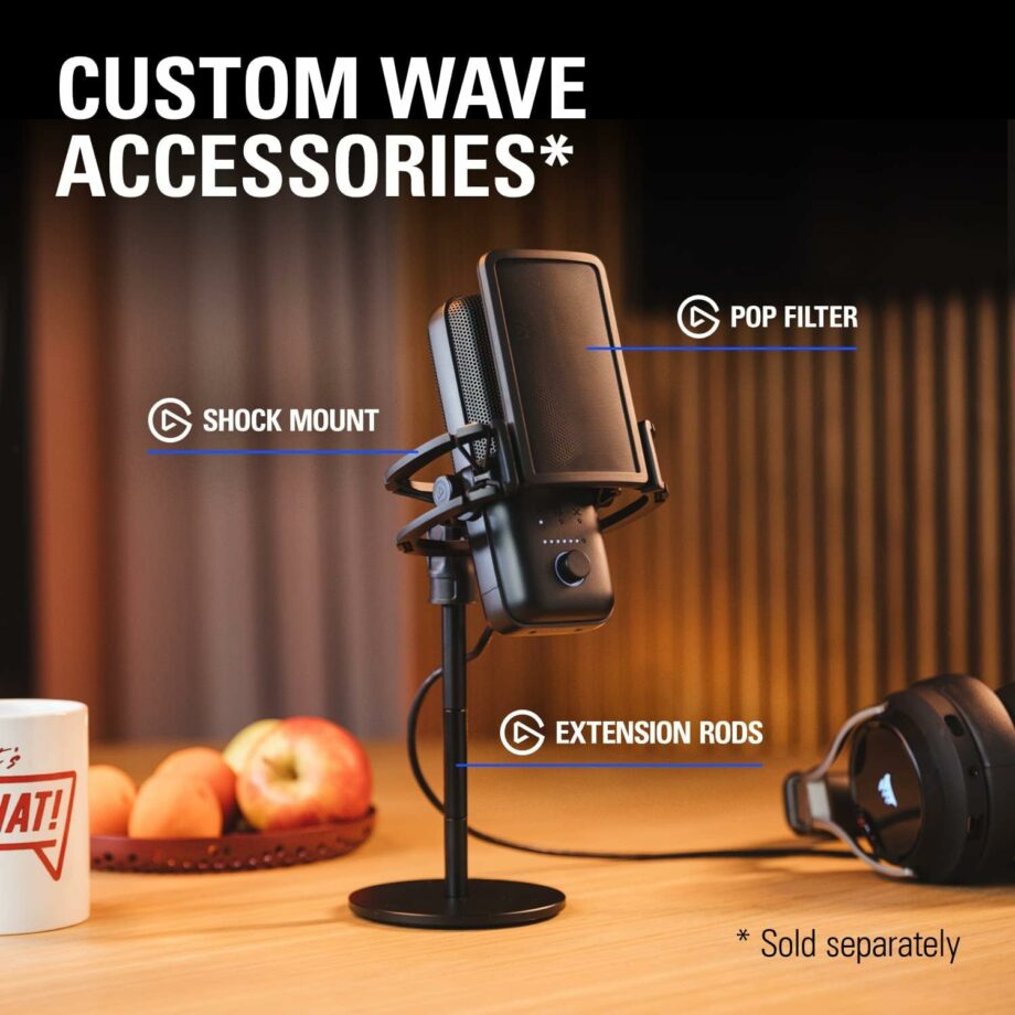 Elgato Wave 3 Premium Studio Quality USB Condenser Microphone - Black