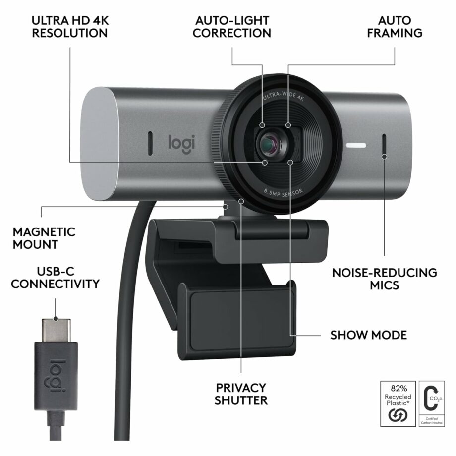 Logitech MX Brio Ultra HD 4K Streaming Webcam - Graphite