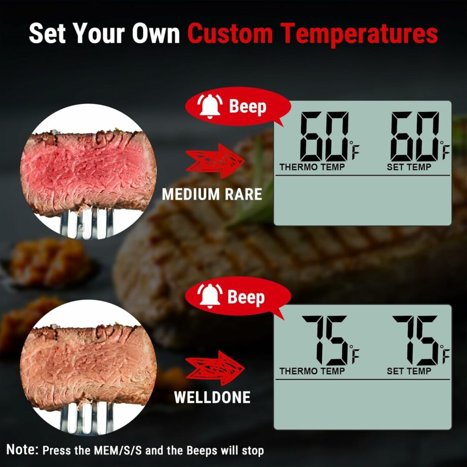 ThermoPro TP-16 Large LCD Digital Cooking Thermometer Clock Timer with Stainless Steel Probe
