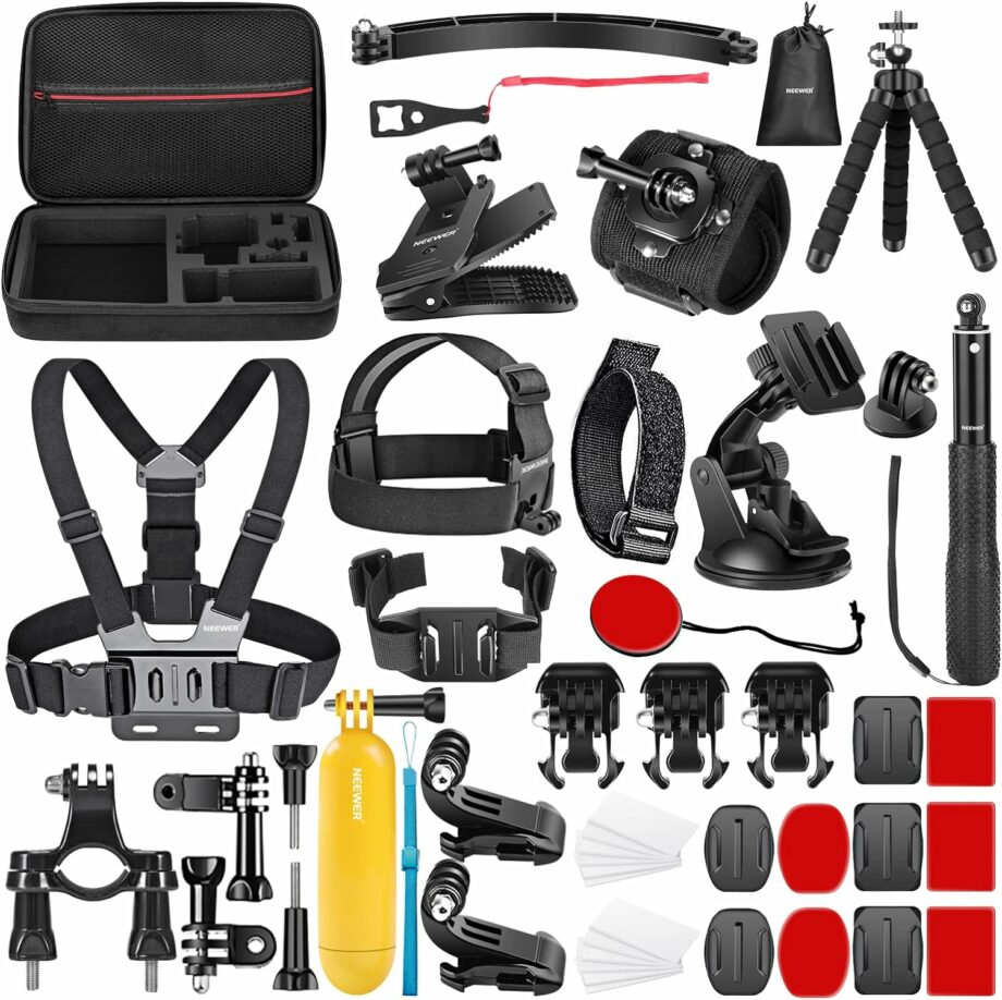 Neewer 50 in 1 Accessory Kit for GoPro Hero 12/11/10/9/8 Max Fusion DJI Osmo Action 4 3 2 Insta360 X3 X2 ONE RS GO3 GO2 AKASO APEMAN Campark SJCAM and more action cameras (Pre-Order)