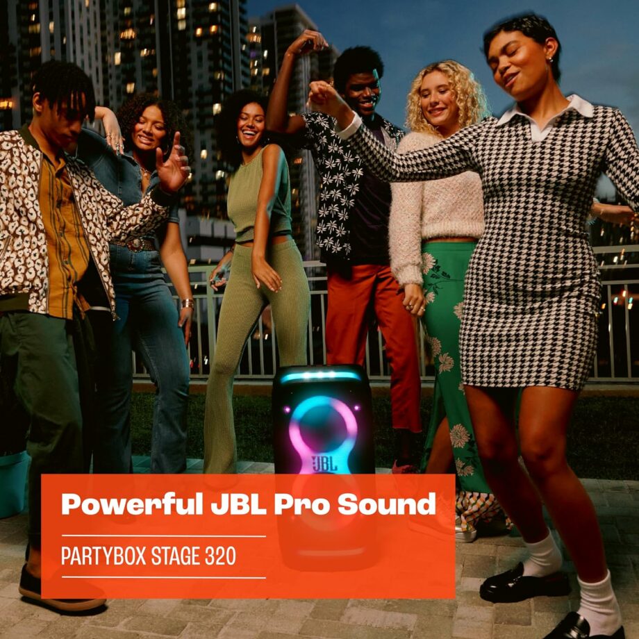 JBL PartyBox Stage 320 Portable party speaker with telescopic handle