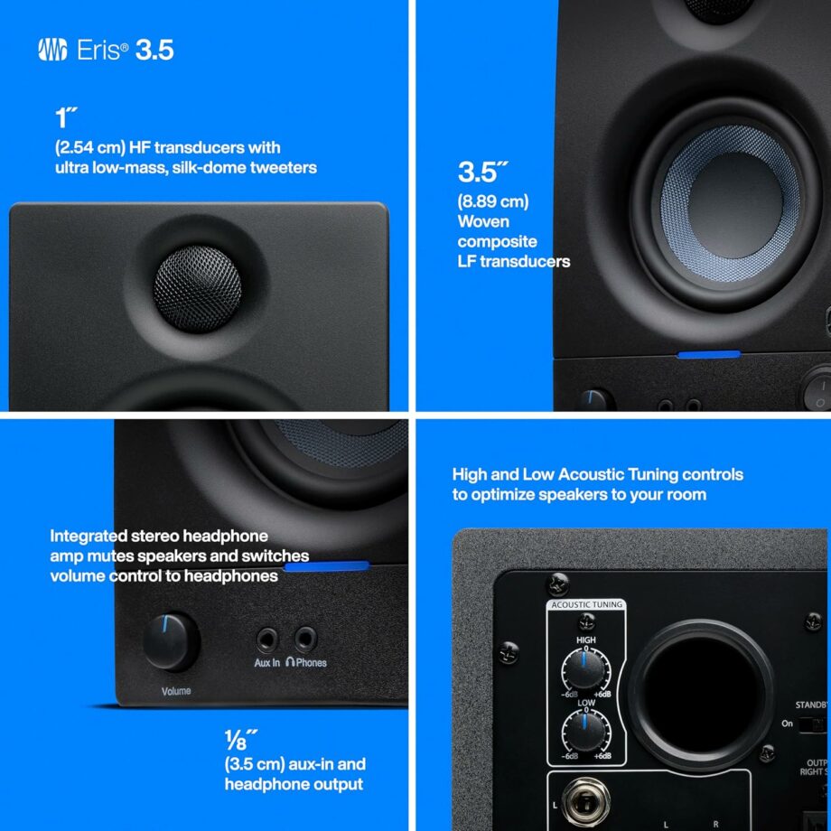 PreSonus Eris 3.5 Gen 2 2024 Studio Powered Active Monitor Speakers