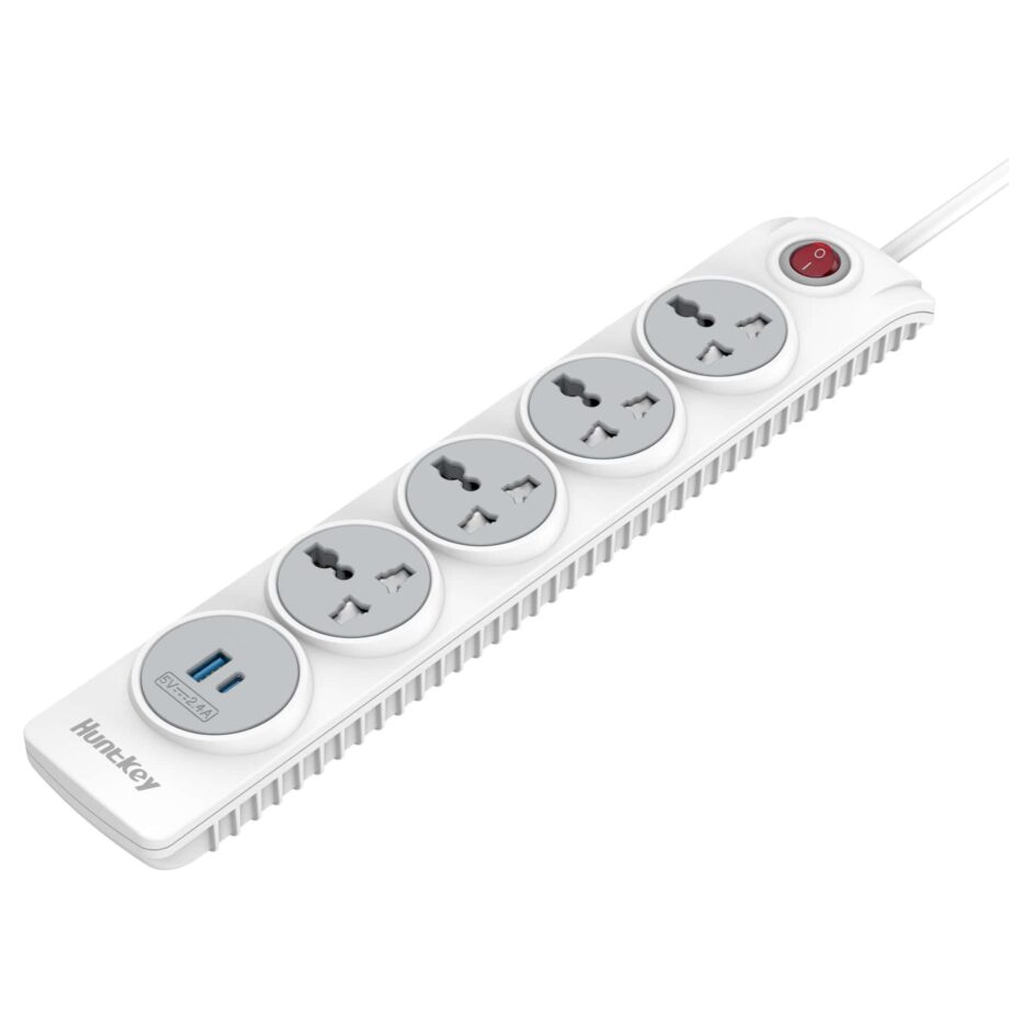 Huntkey Universal Power Strip 4-Sockets + 2-USB, 3M-Power Cord (SZN507C) - UK Plug