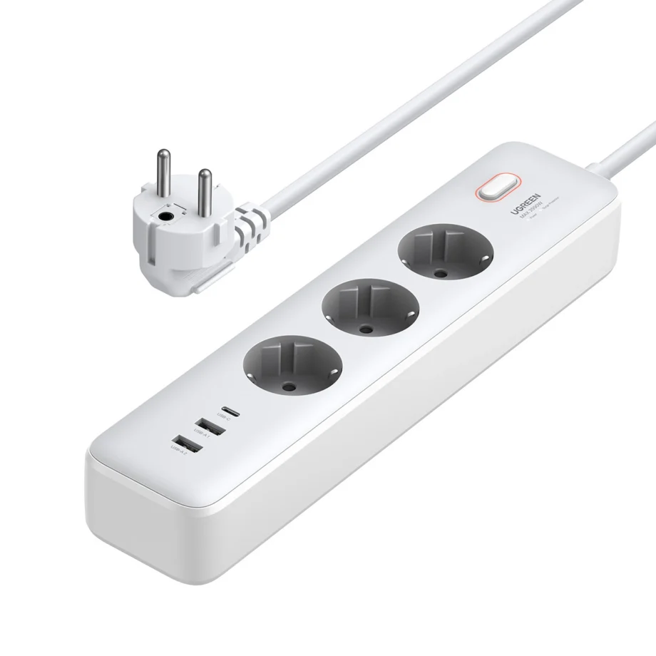 UGREEN 6-in-1 Power Strip 3x AC 2x USB-A 1x USB-C 30W with switch - 2M