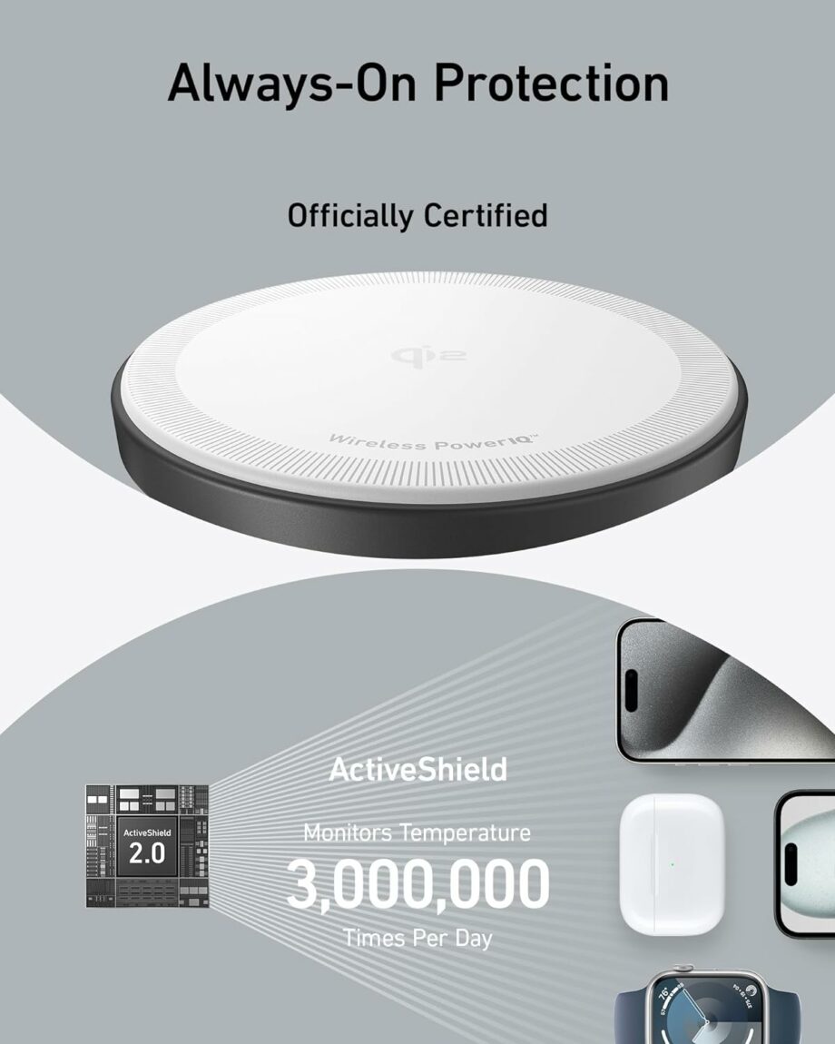 Anker MagGo 3 in 1 MagSafe-Compatible 15W Wireless Charging Stand - Black