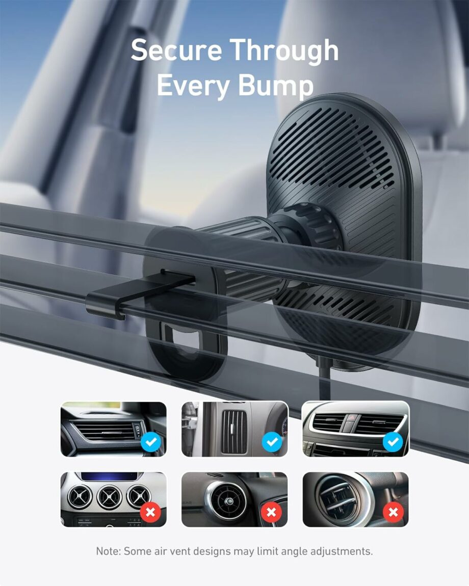 Anker MagGo Fast 15W MagSafe Wireless Car Charger Bundle with Cable and Charger