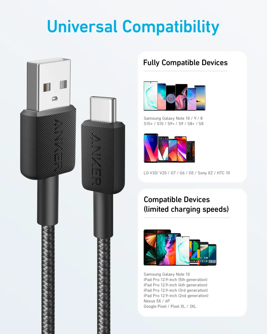 Anker Powerline 322 Braided USB Type C Cable 1.8M – Black